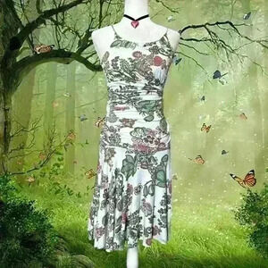 NWT Y2k 90s White/Green Floral Pattern By Size Xs